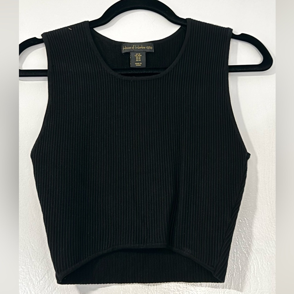 House of Harlow 1960 Black Ribbed Tank Top